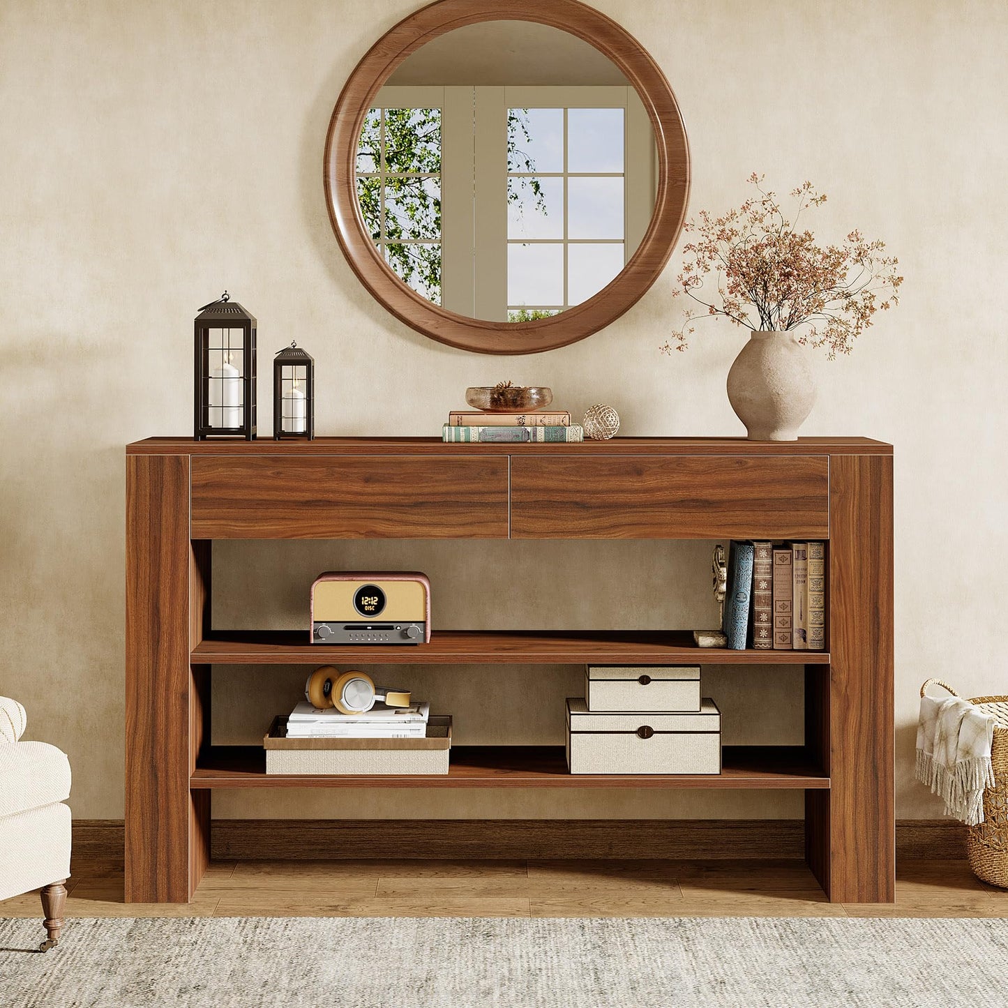 53.15-Inch Console Table with 2 Drawers