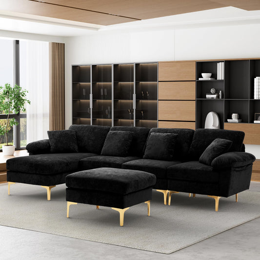 U-Shaped Sectional Sofa Couch, 4 Seat Sofa Set for Living Room