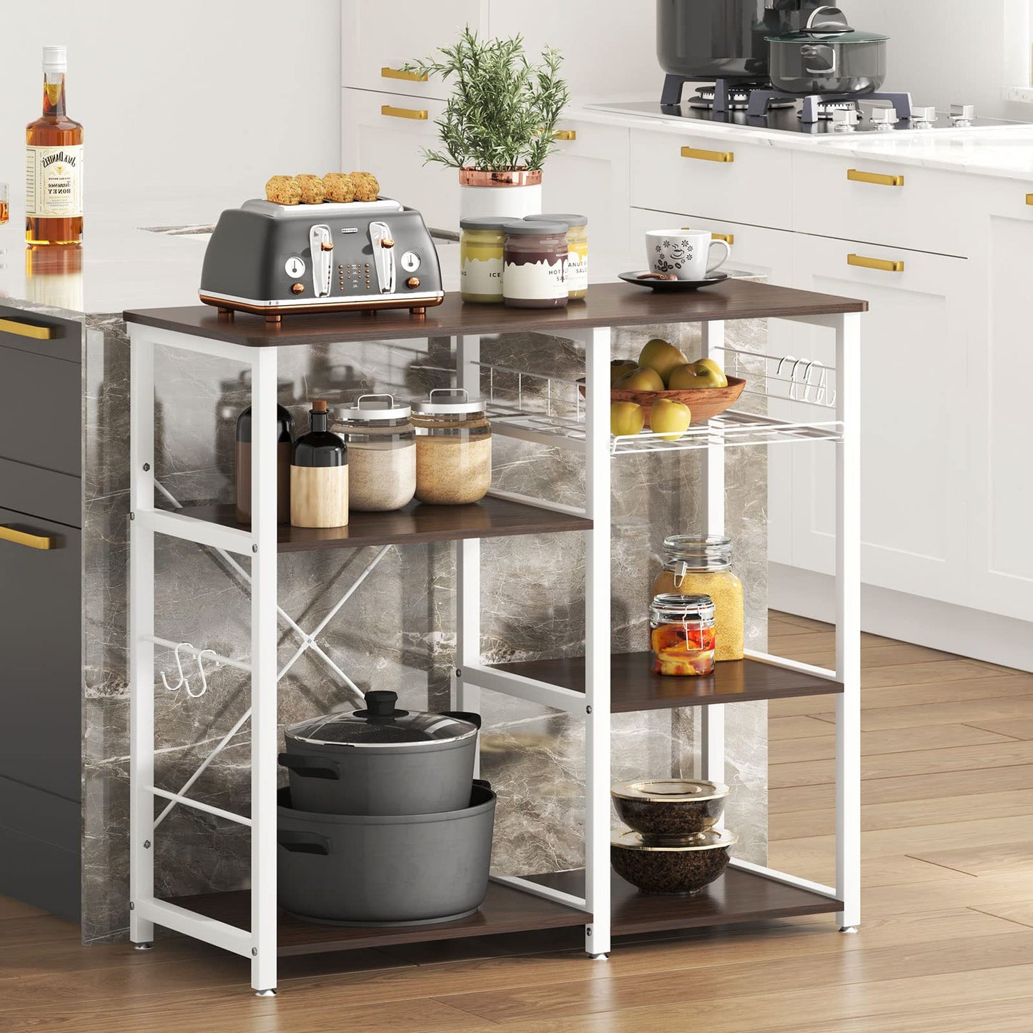 Walnut Black Kitchen  Rack