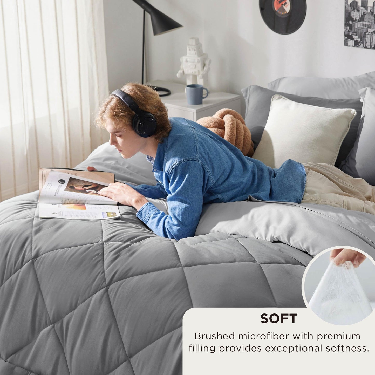 7 Pieces Reversible Comforter Set - Queen