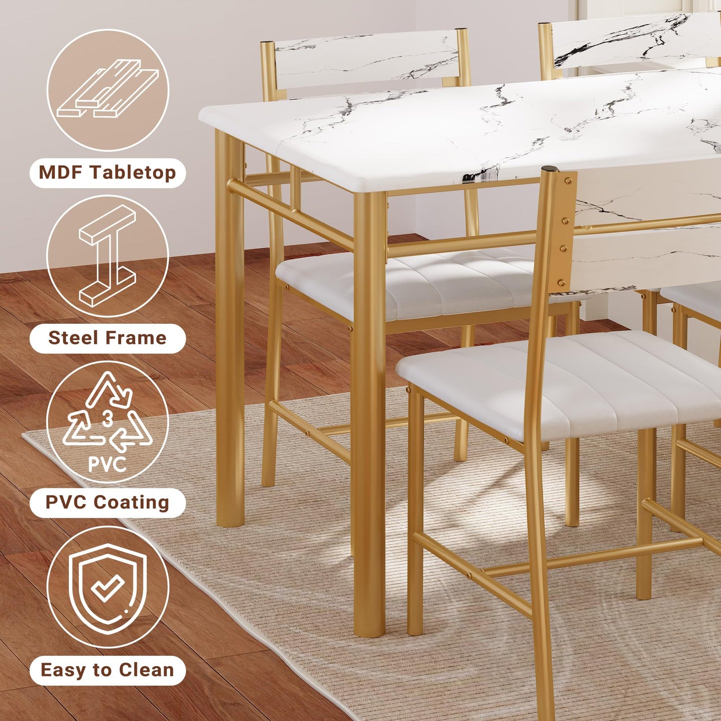 White & Gold Dining Table