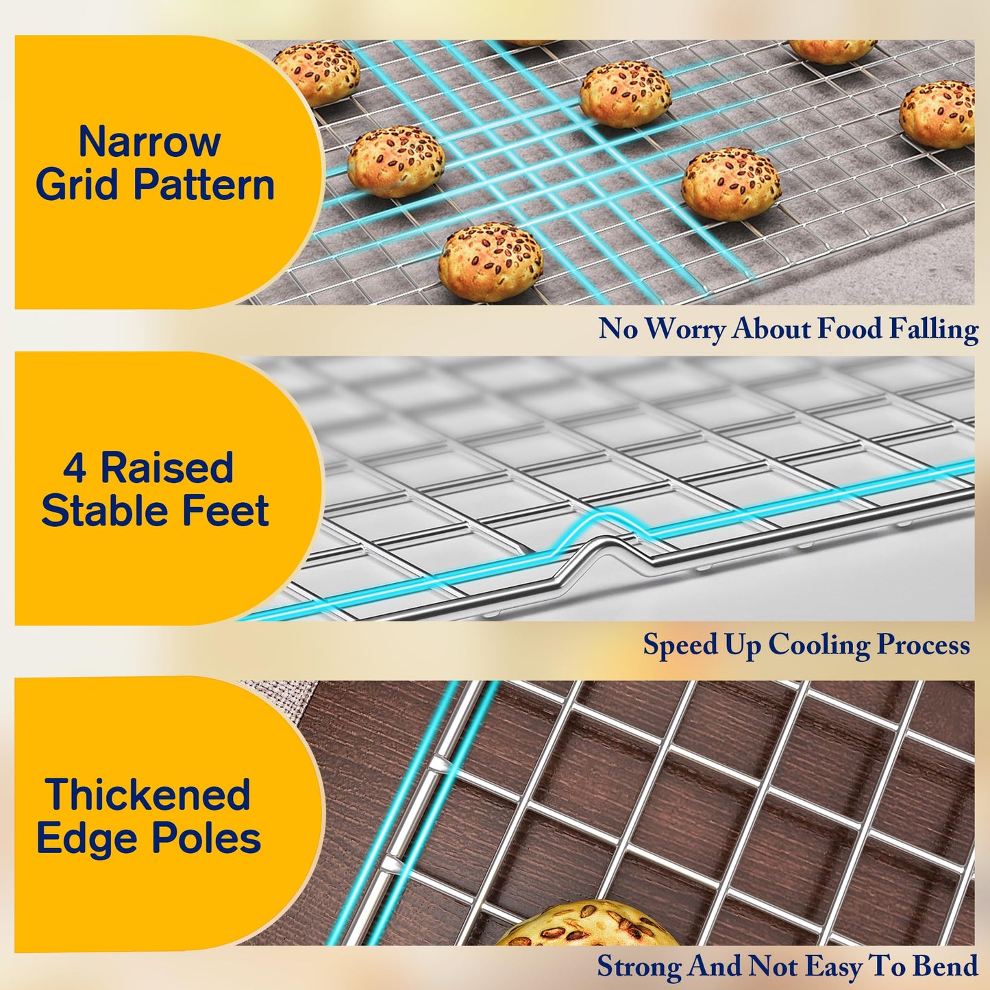 Silver Cooling Racks for Cooking and Baking