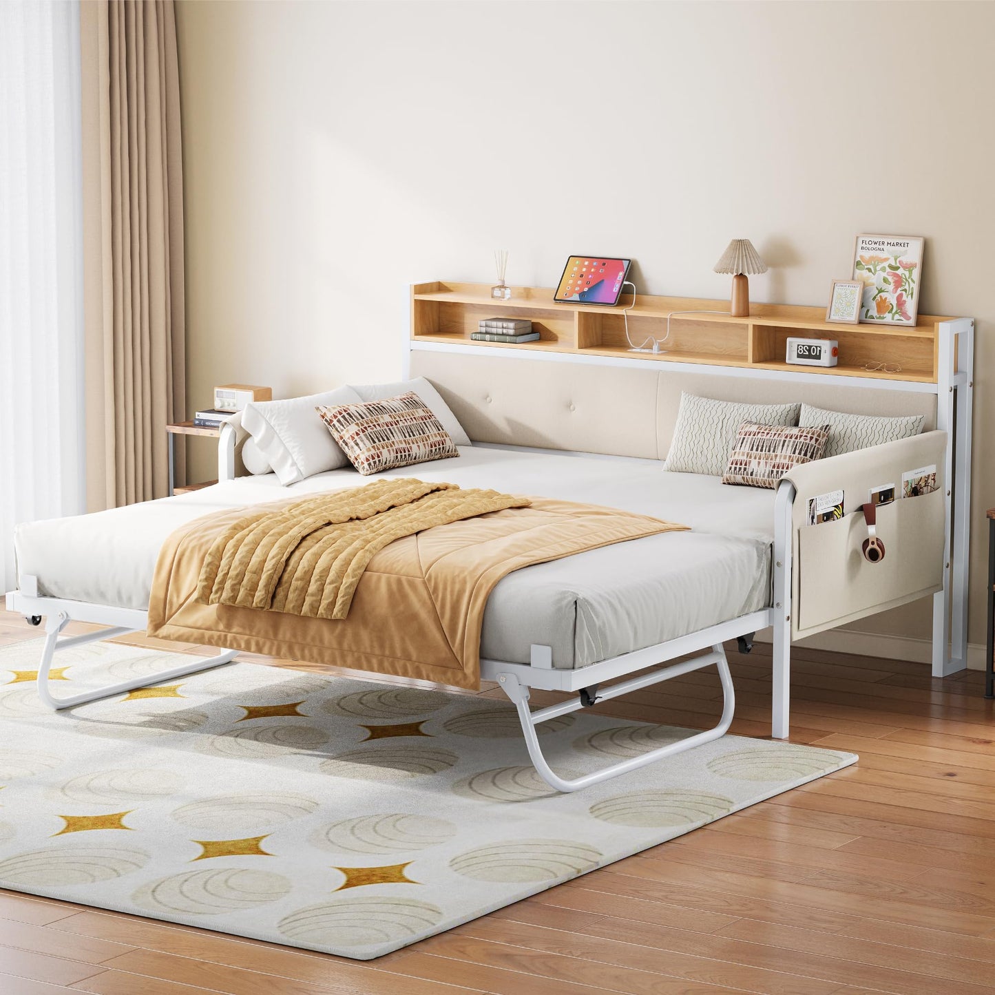 Twin Bed Frame with Charging Station