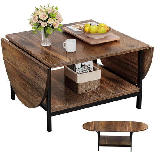 Brown 2-Tier Folding Coffee Table