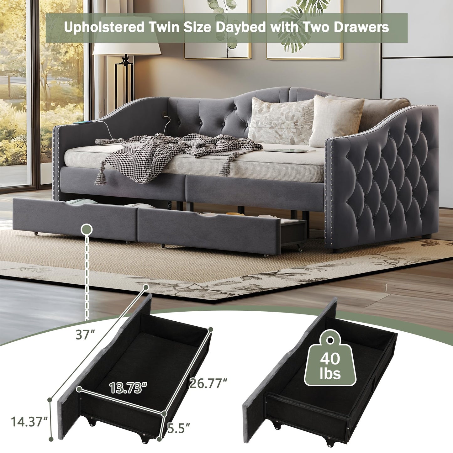 Daybed with Storage Drawers - Twin