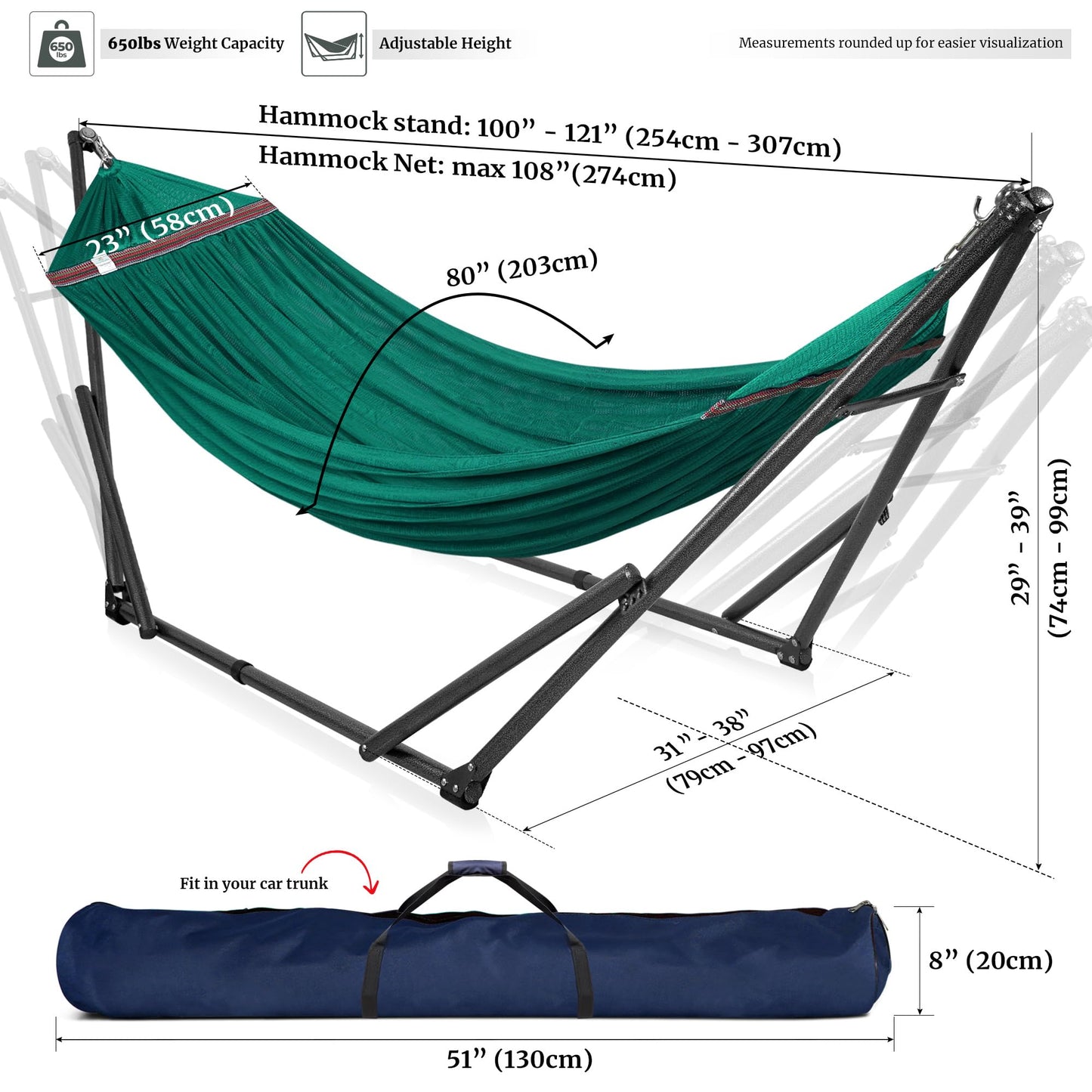 Double Hammock with Stand Included for 2 Persons