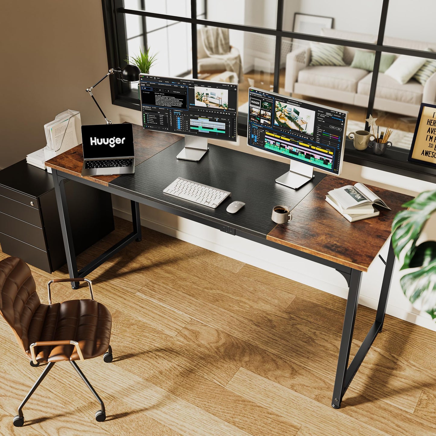 Brown And Back - 63 Inch Huuger Computer Desk