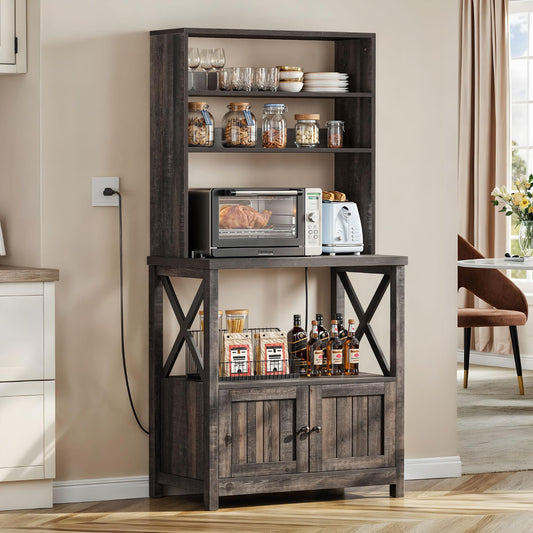 Brown Microwave Kitchen Rack