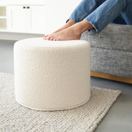 Beautiful Boucle Pouf Ottoman and Foot Rest