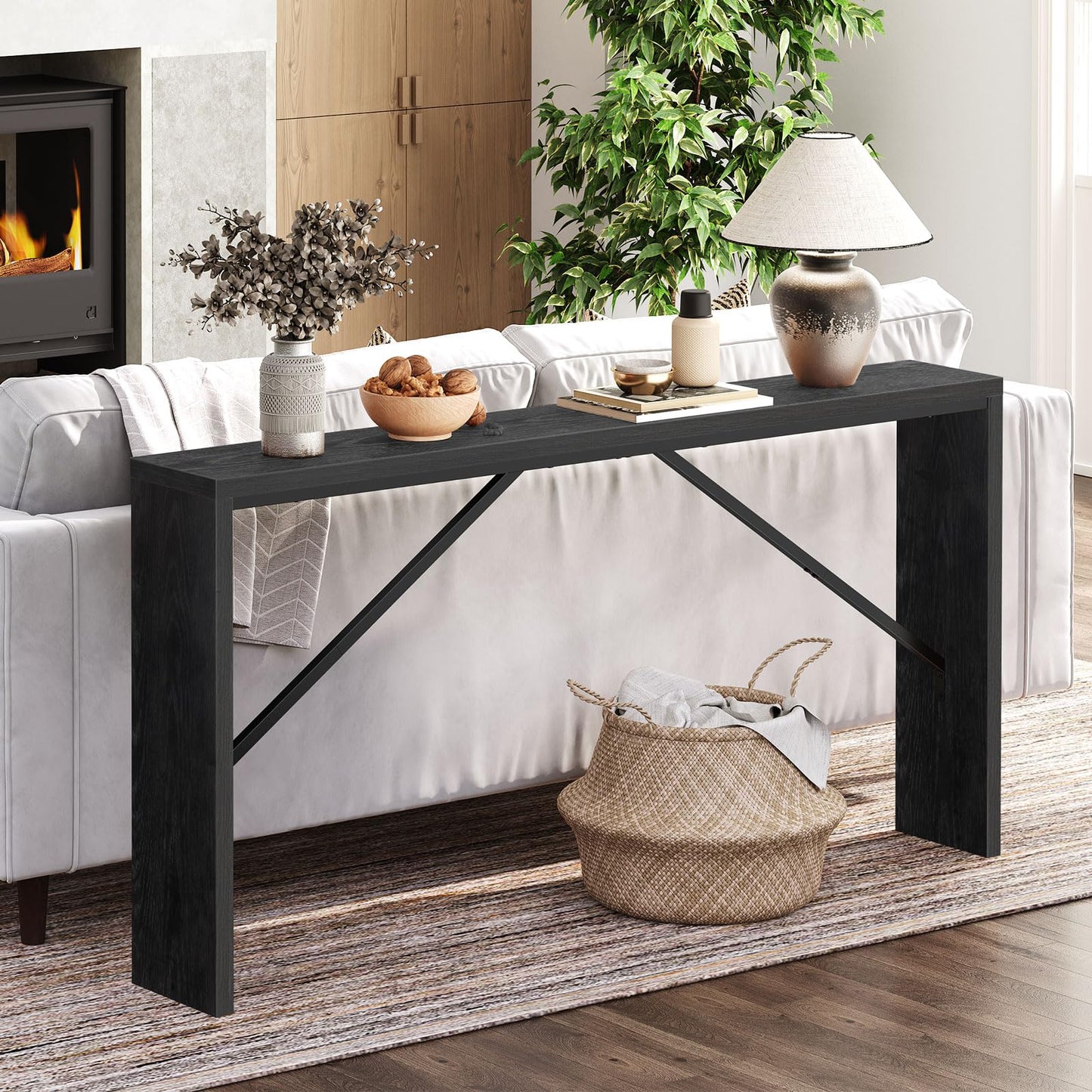 62.2" Long Sofa Console Table Behind Couch