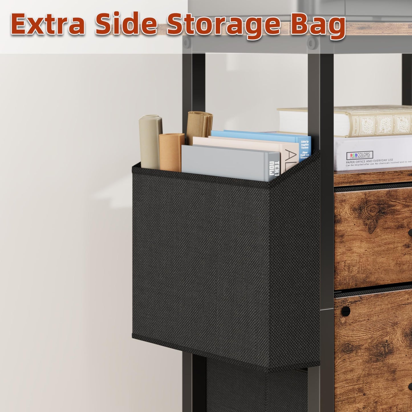 2 Drawer File Cabinet with 24'' Extended Desktop