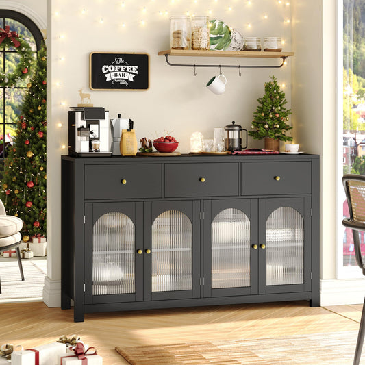55.1" Large Sideboard Buffet Farmhouse Kitchen Cabinet with 3 Drawers