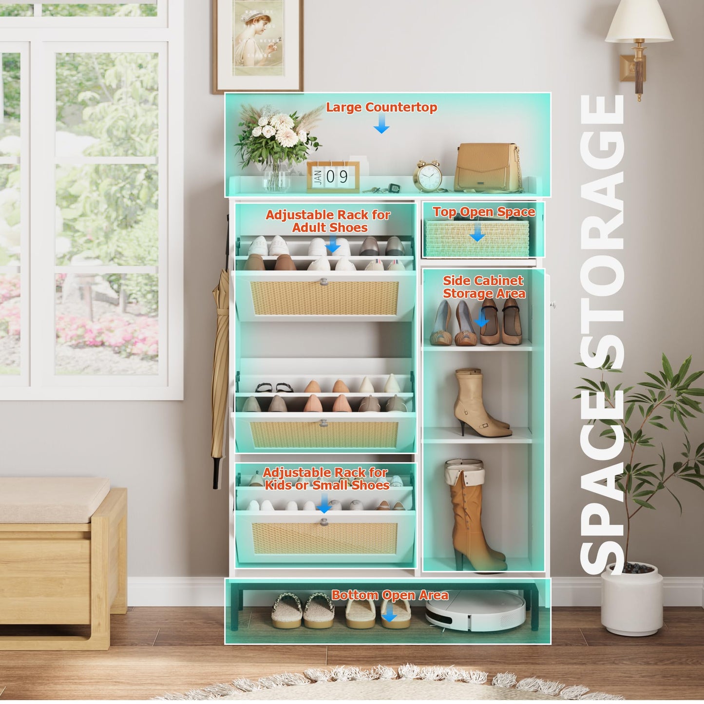 4-Tier Shoe Storage Cabinet