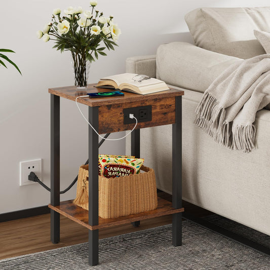 Set of 2 End Table with Charging Station