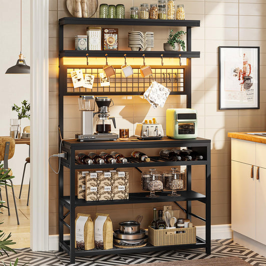 Black With Power Outlet and Led Light Kitchens Rack