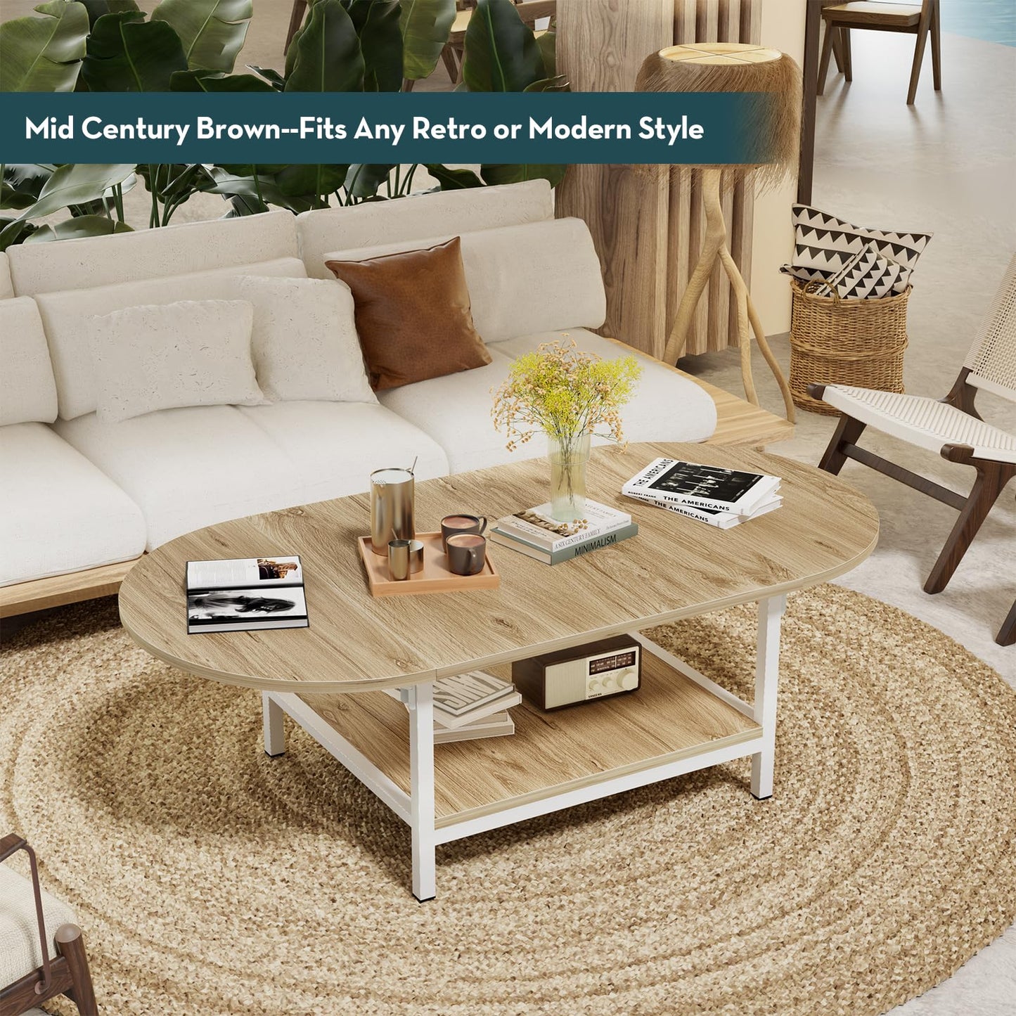 2-Tier Extended Coffee Tables-Oak