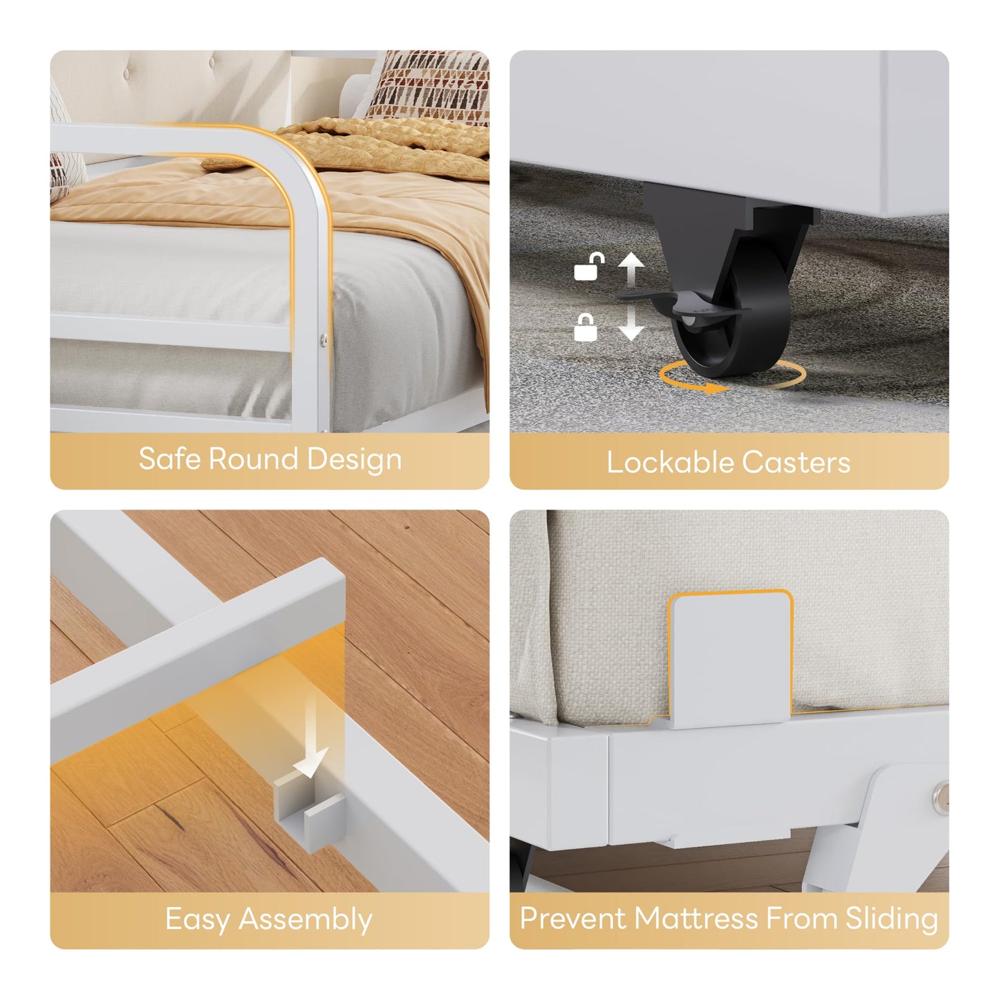 Twin Bed Frame with Charging Station