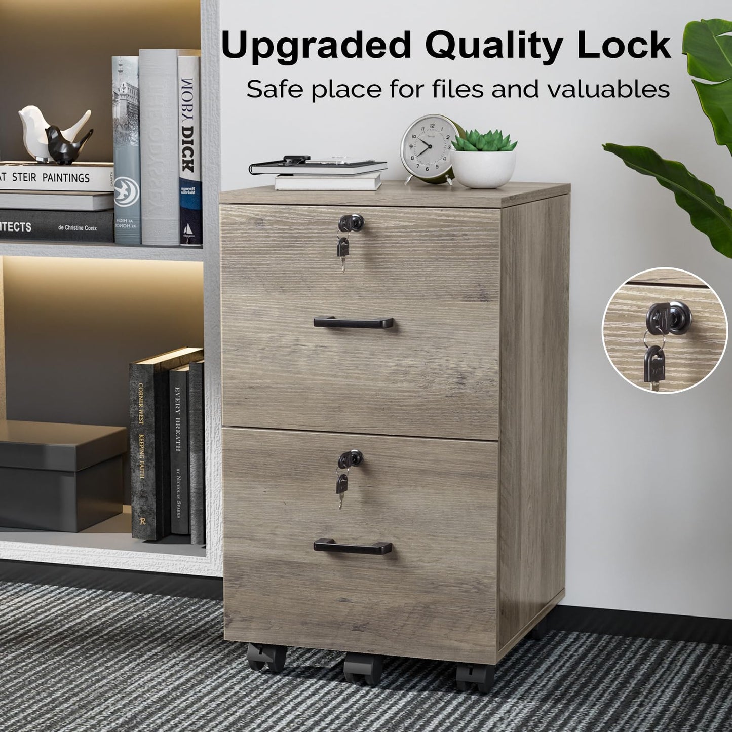 2 Drawer File Cabinet with Lock