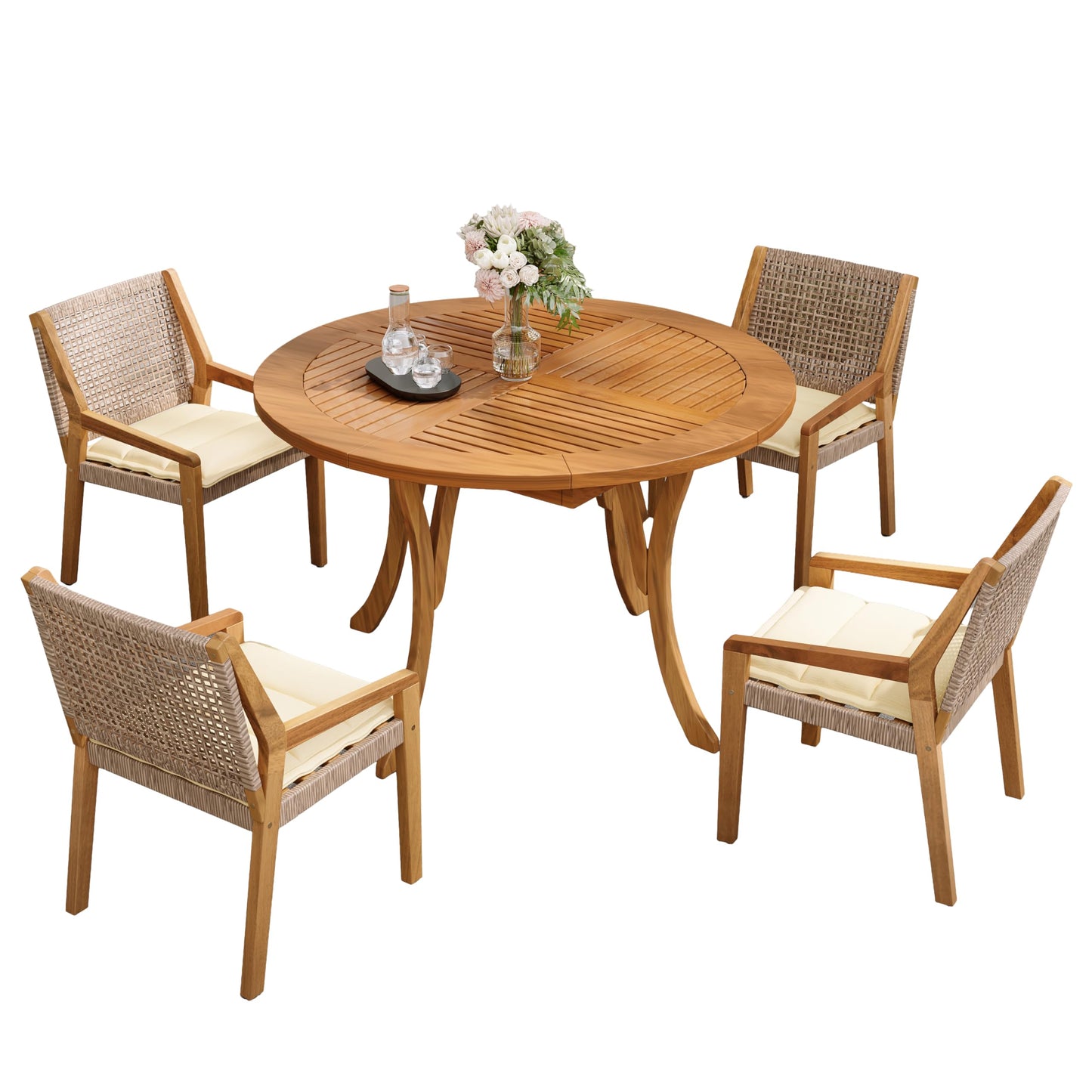 Wooden Patio Dining Set for 4 - Acacia Wood
