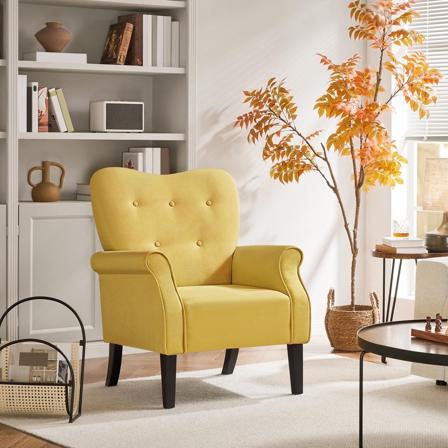 Mid Century Accent Sofa Chair with Sturdy Wood Legs and High Back