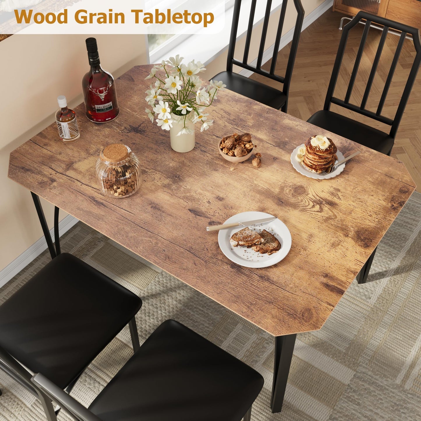 Rustic Brown Dining Table Set