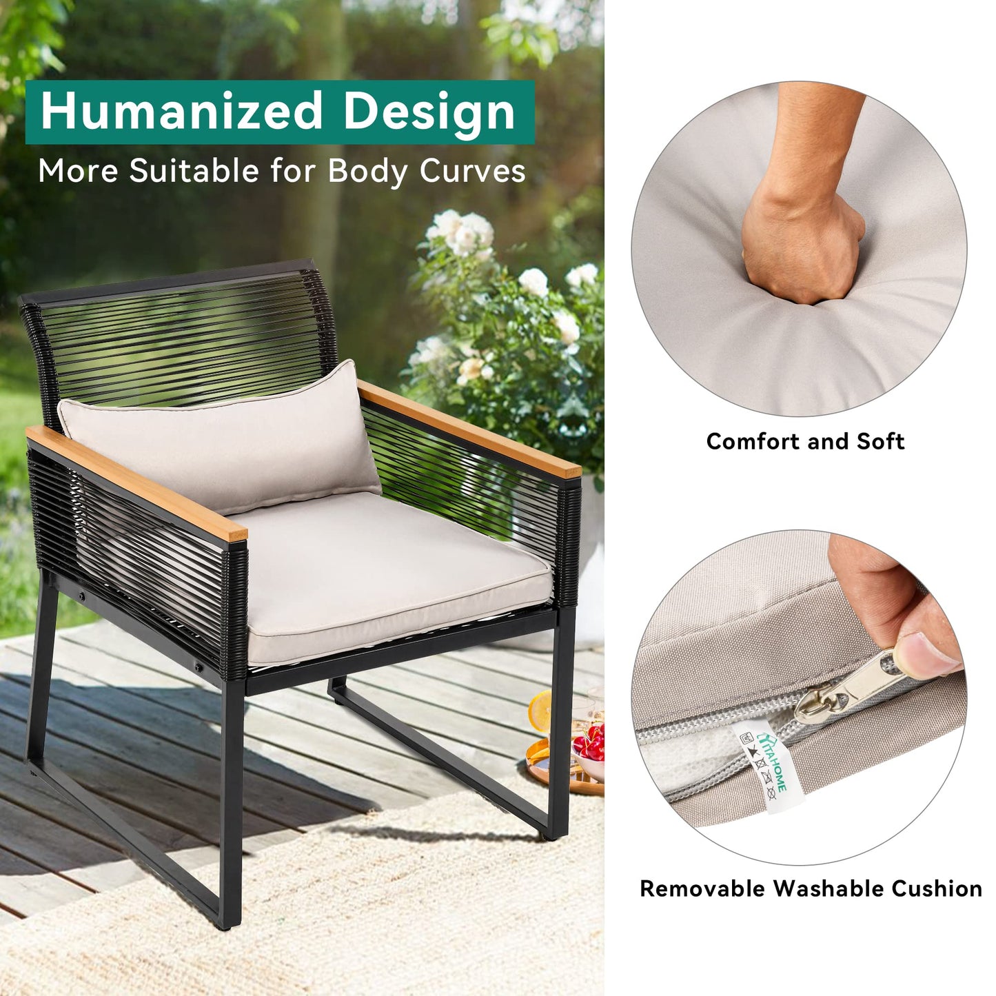 Modern 4-Piece Outdoor Wicker Patio Furniture Set