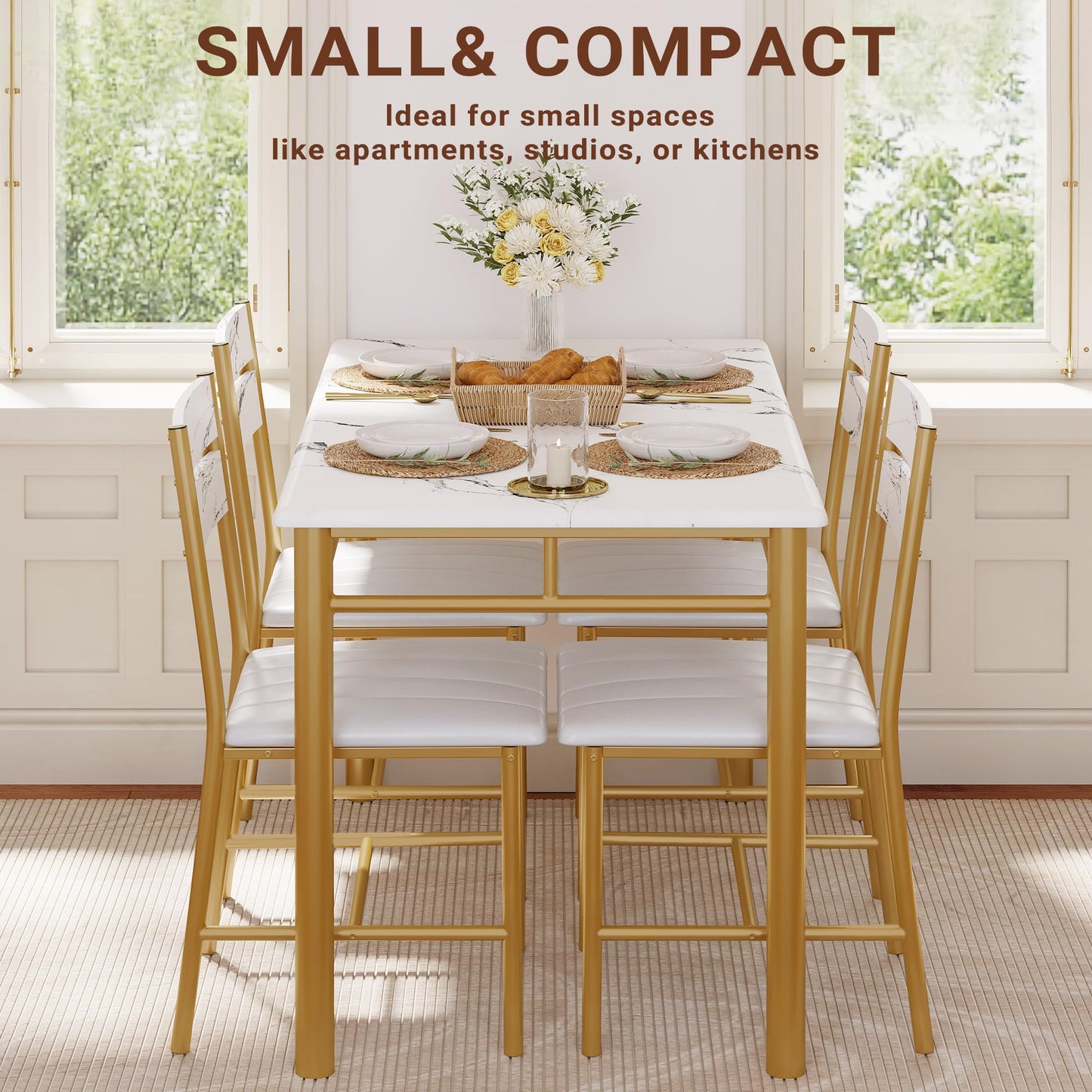 White & Gold Dining Table