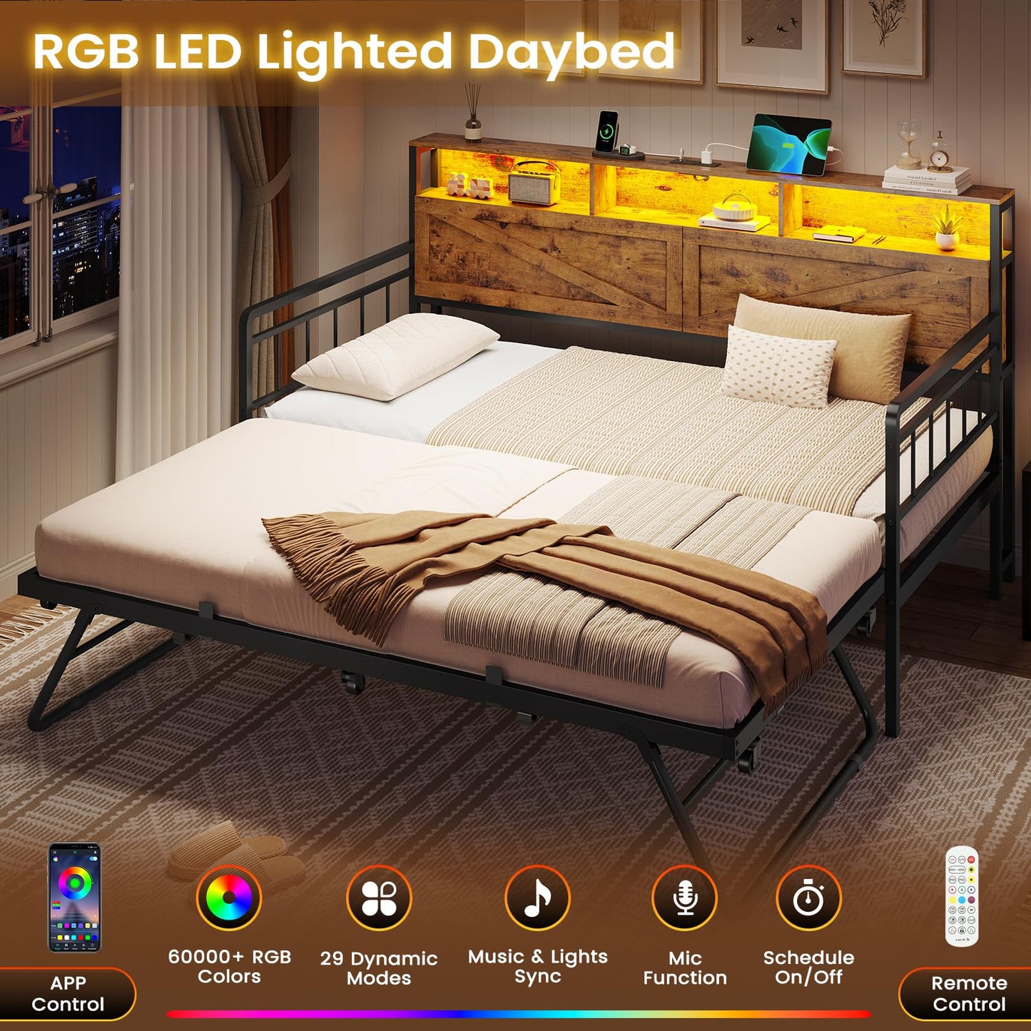 Day Bed with Trundle Bed Twin