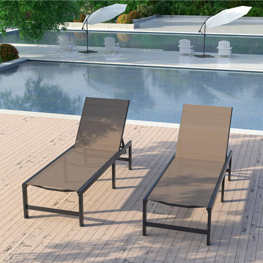Outdoor Chaise Chairs & Table