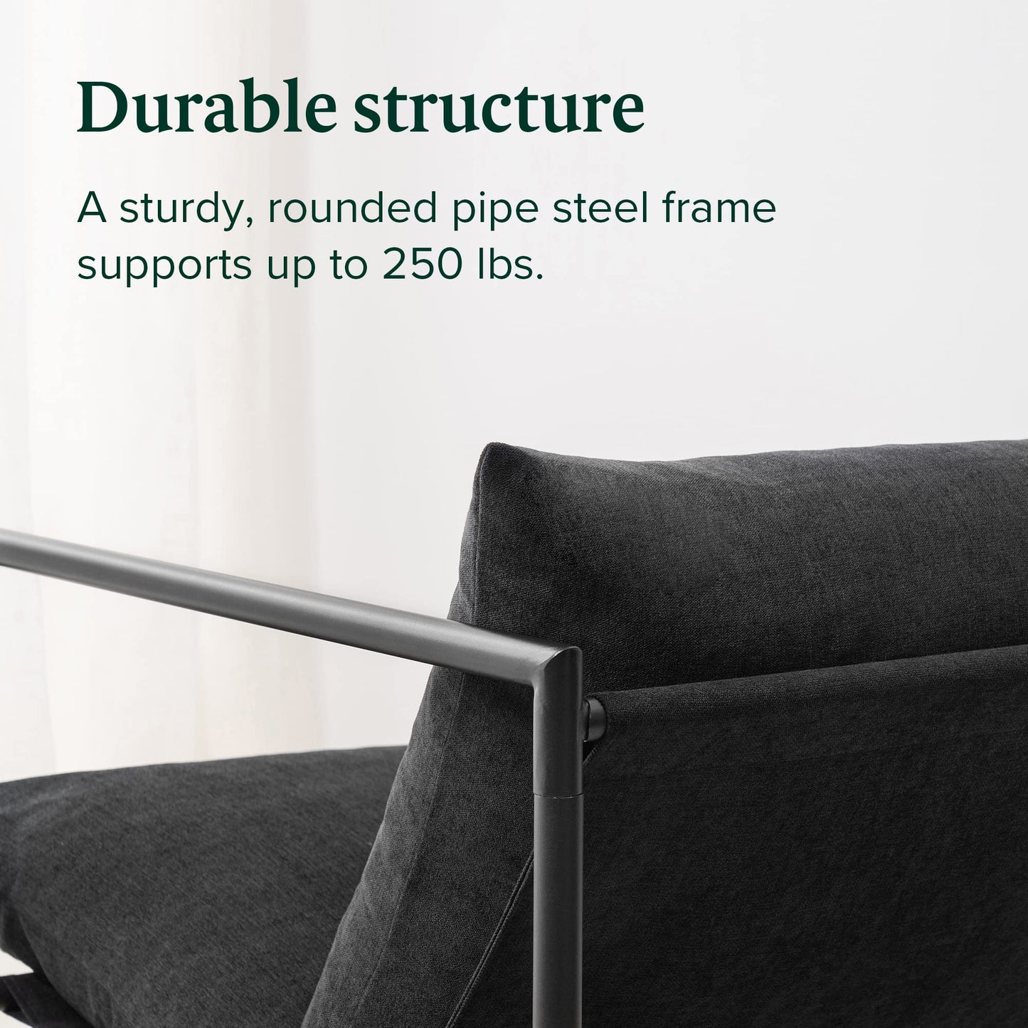 Metal Framed Armchair with Shredded Foam Cushioning