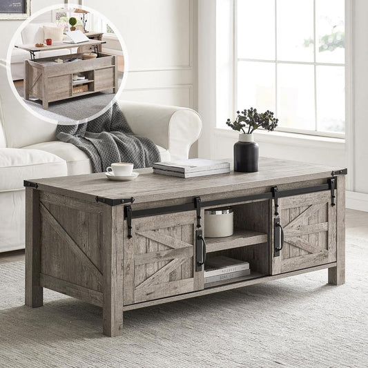 Light Rustic Oak - Farmhouse Lift Top Coffee Table