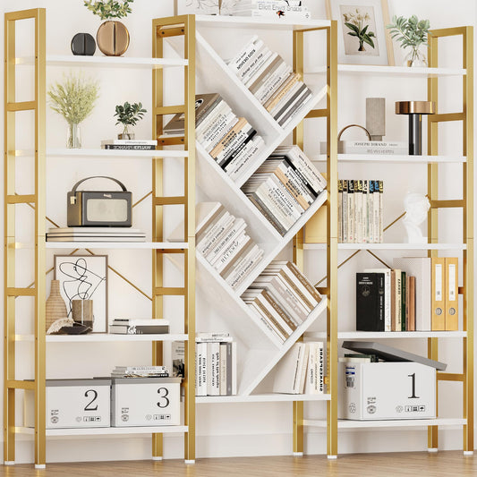White &amp; Gold 5 Tier Book Shelf