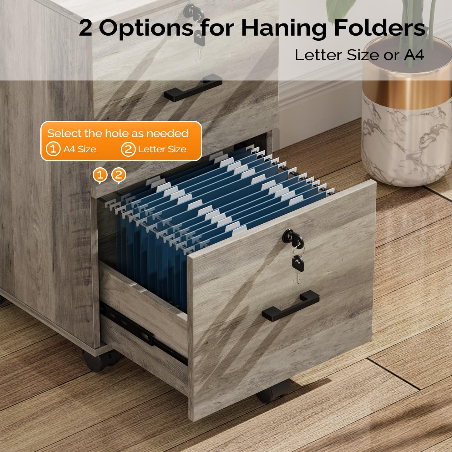 2 Drawer File Cabinet with Lock