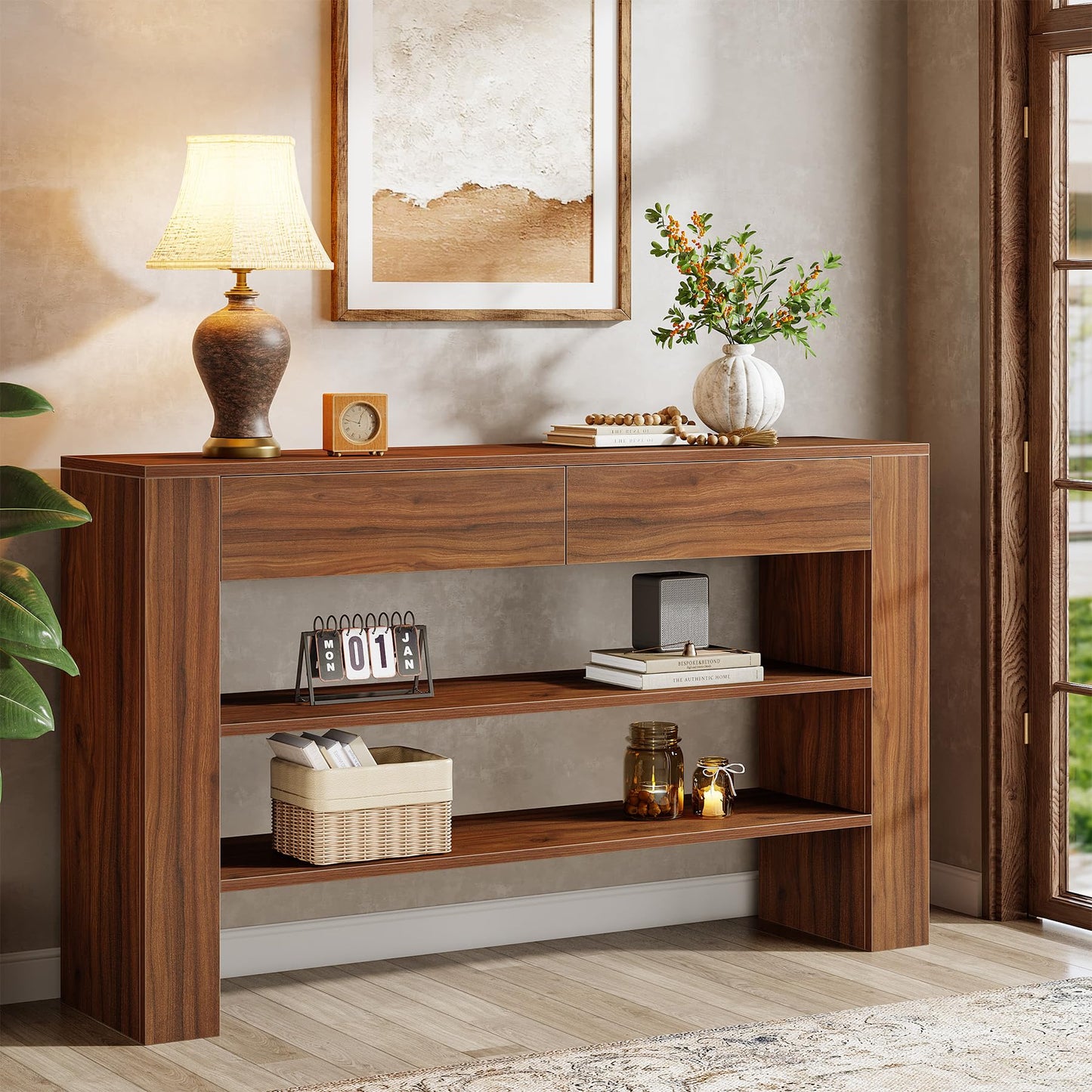 53.15-Inch Console Table with 2 Drawers
