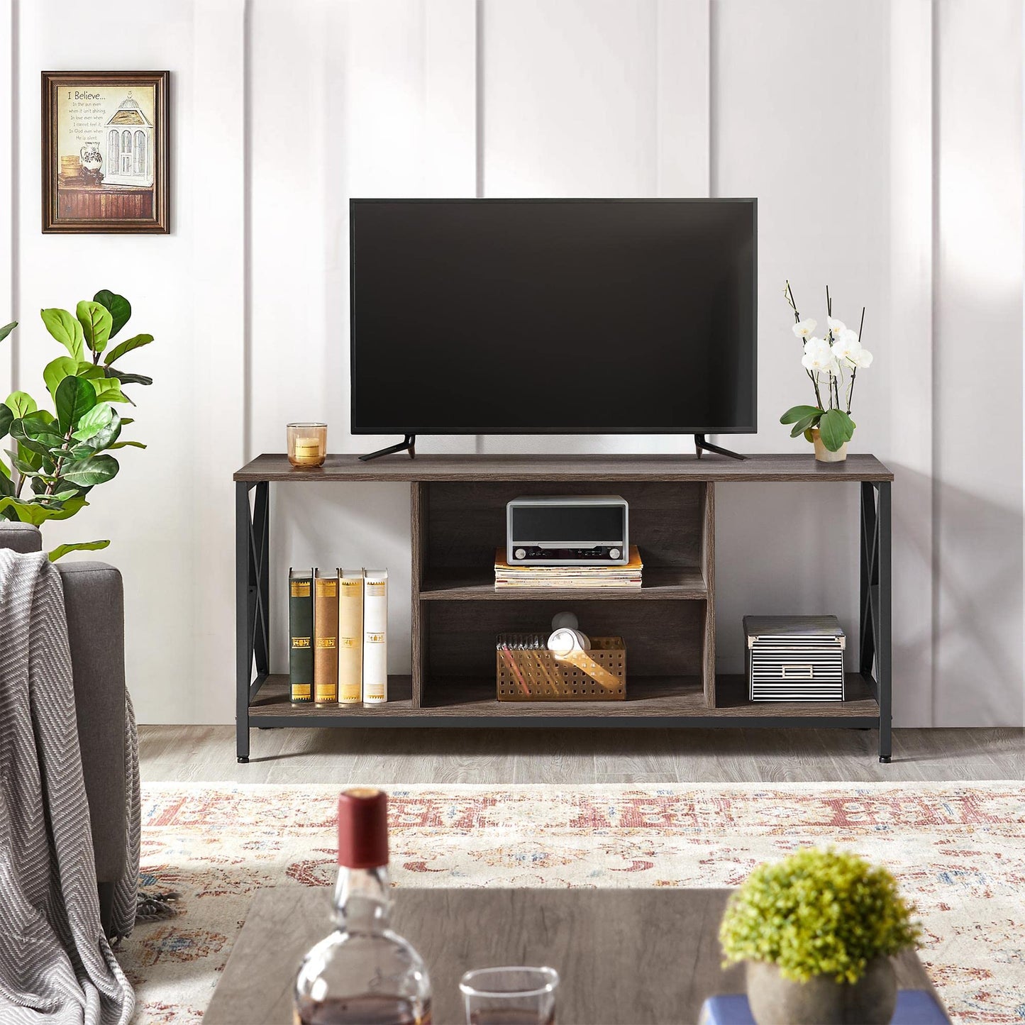 Taupe Wood 65 Inch TV Stand