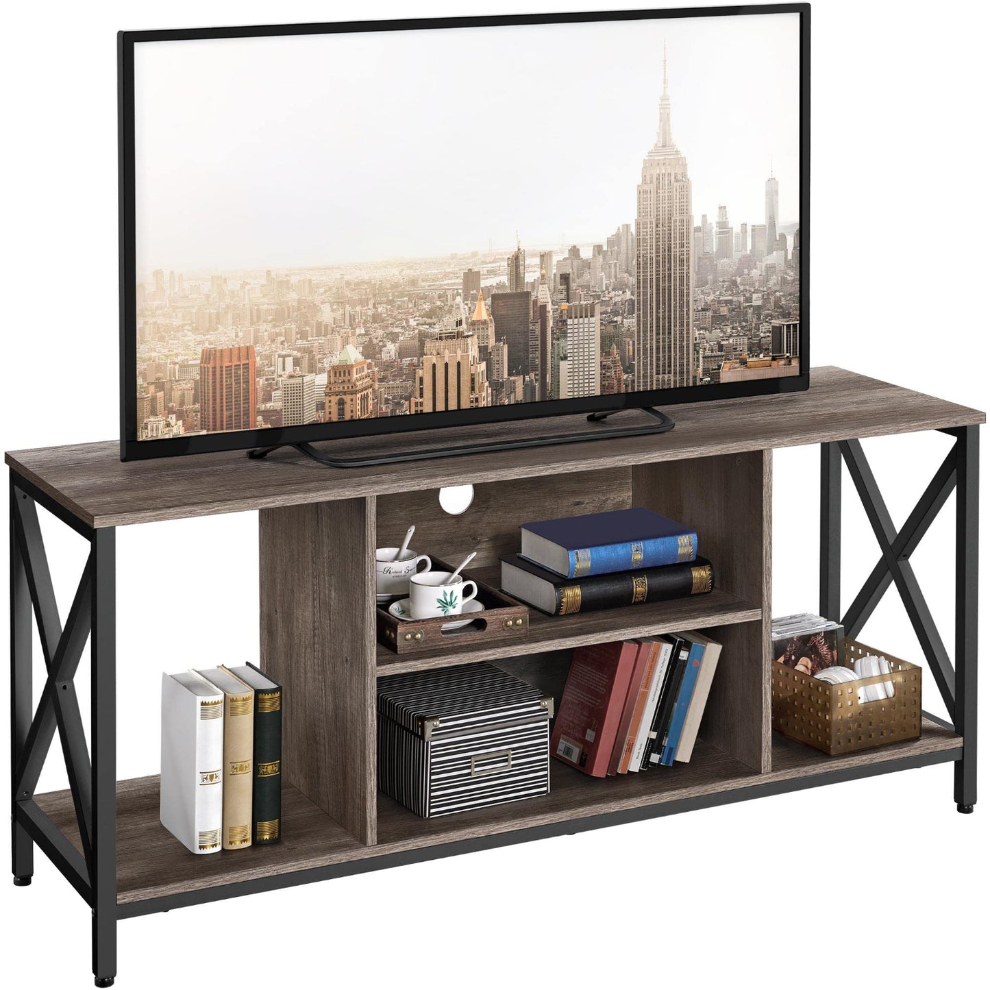 Taupe Wood 65 Inch TV Stand