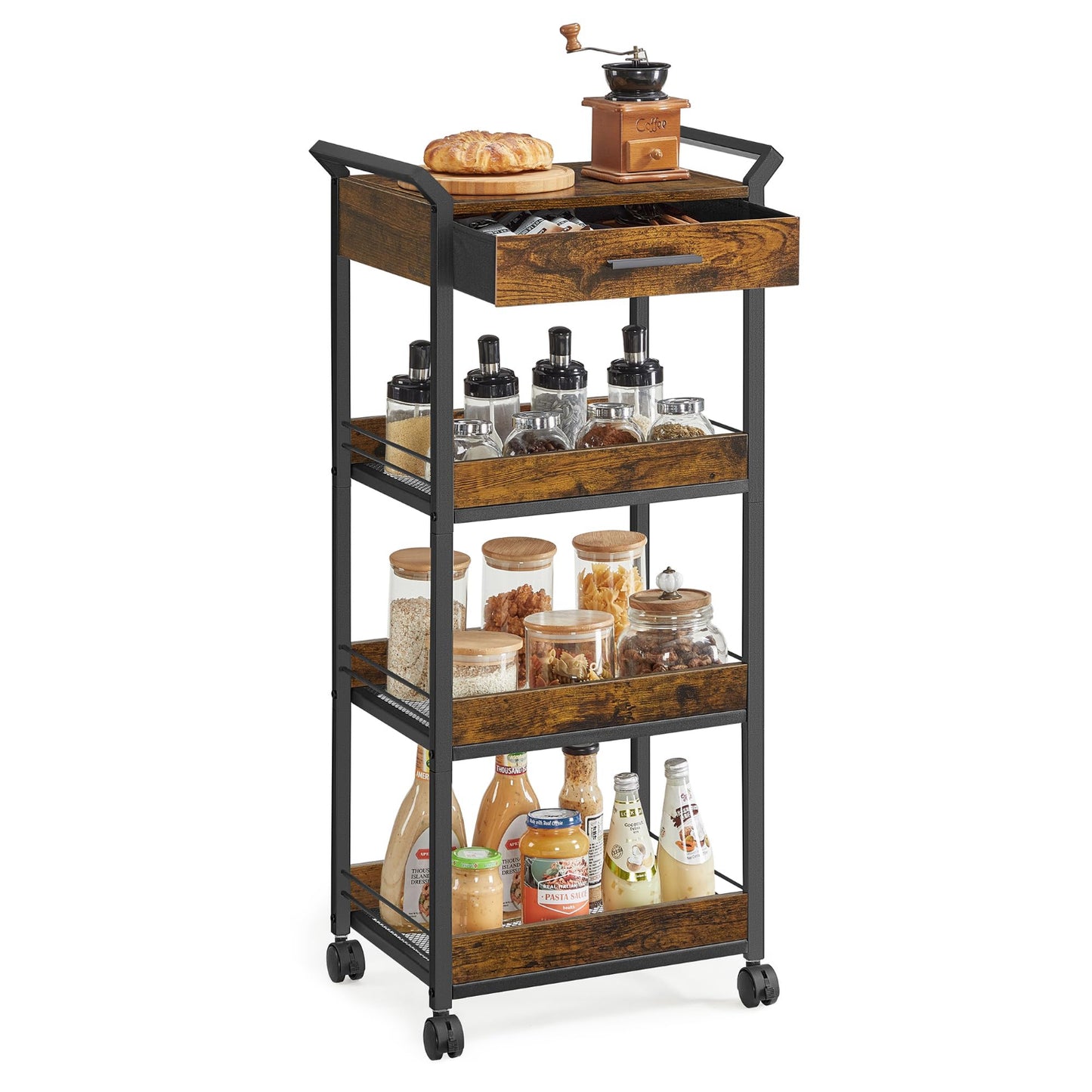 4-Tier Rolling Utility Cart with Table Top