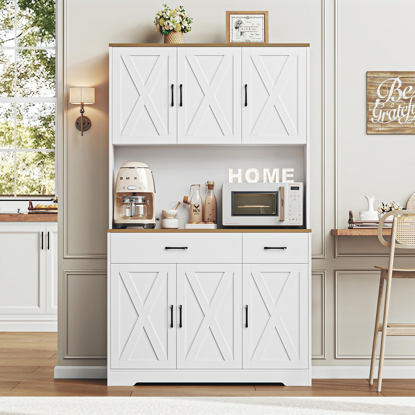 White/Rustic Brown Kitchen Pantry Storage Rack
