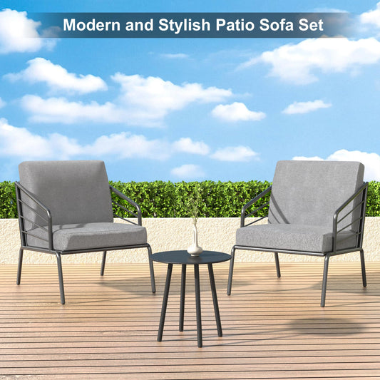 3 Pieces Patio Furniture Set with Coffee Table