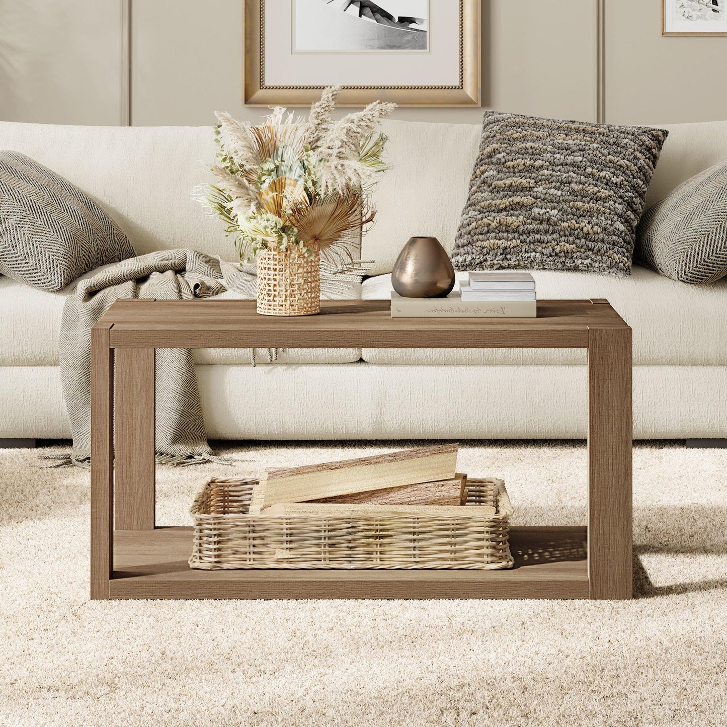 Reclaimed Caramel  Farmhouse Wood Nesting Coffee Tables Set