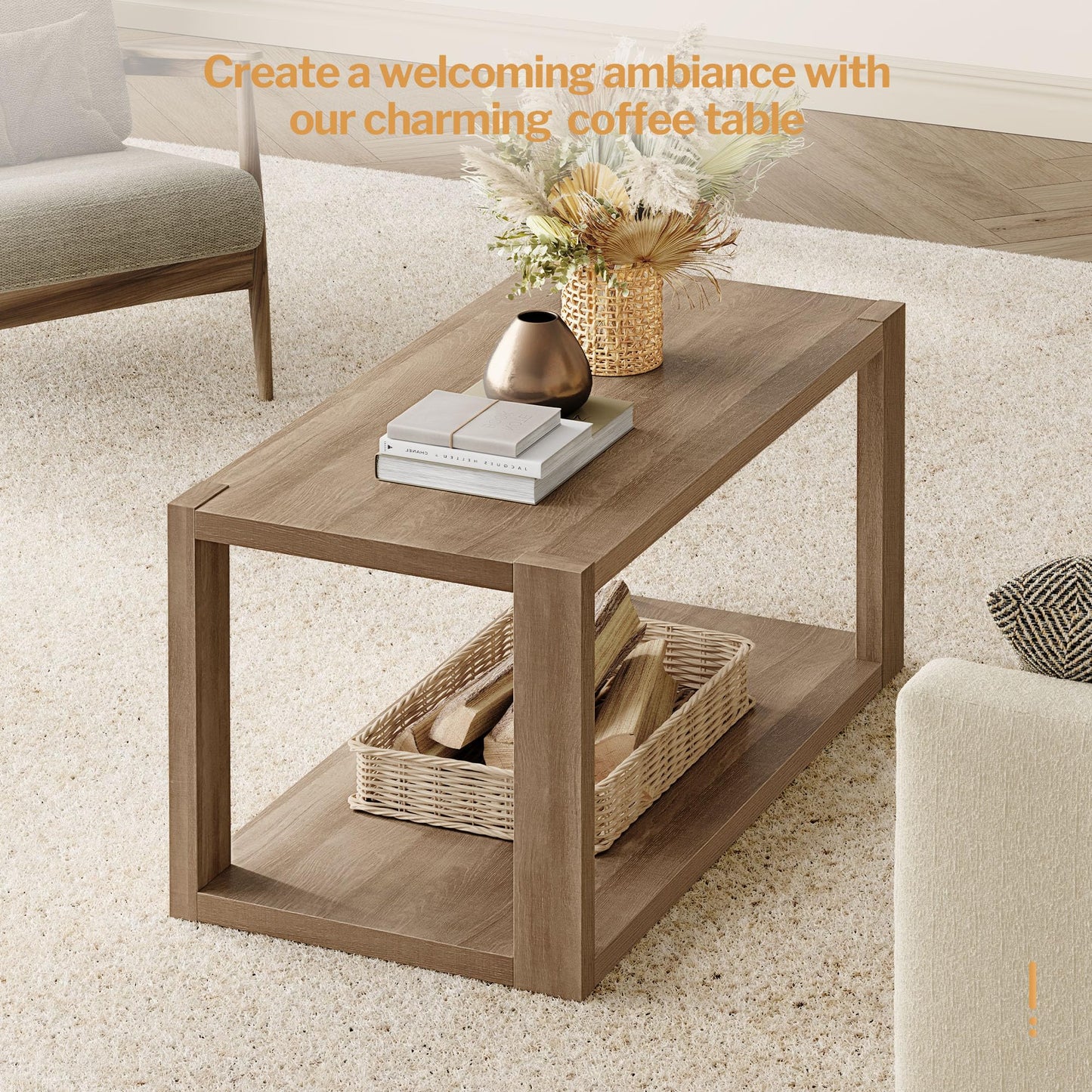 Reclaimed Caramel  Farmhouse Wood Nesting Coffee Tables Set