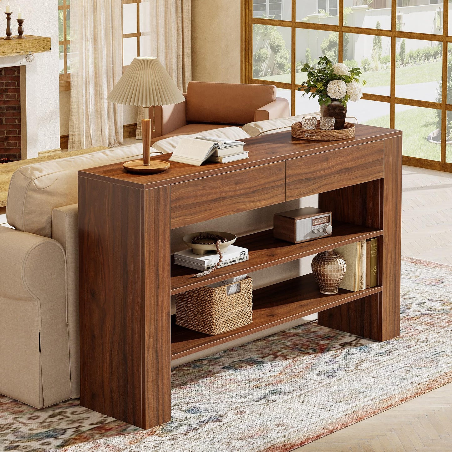 53.15-Inch Console Table with 2 Drawers
