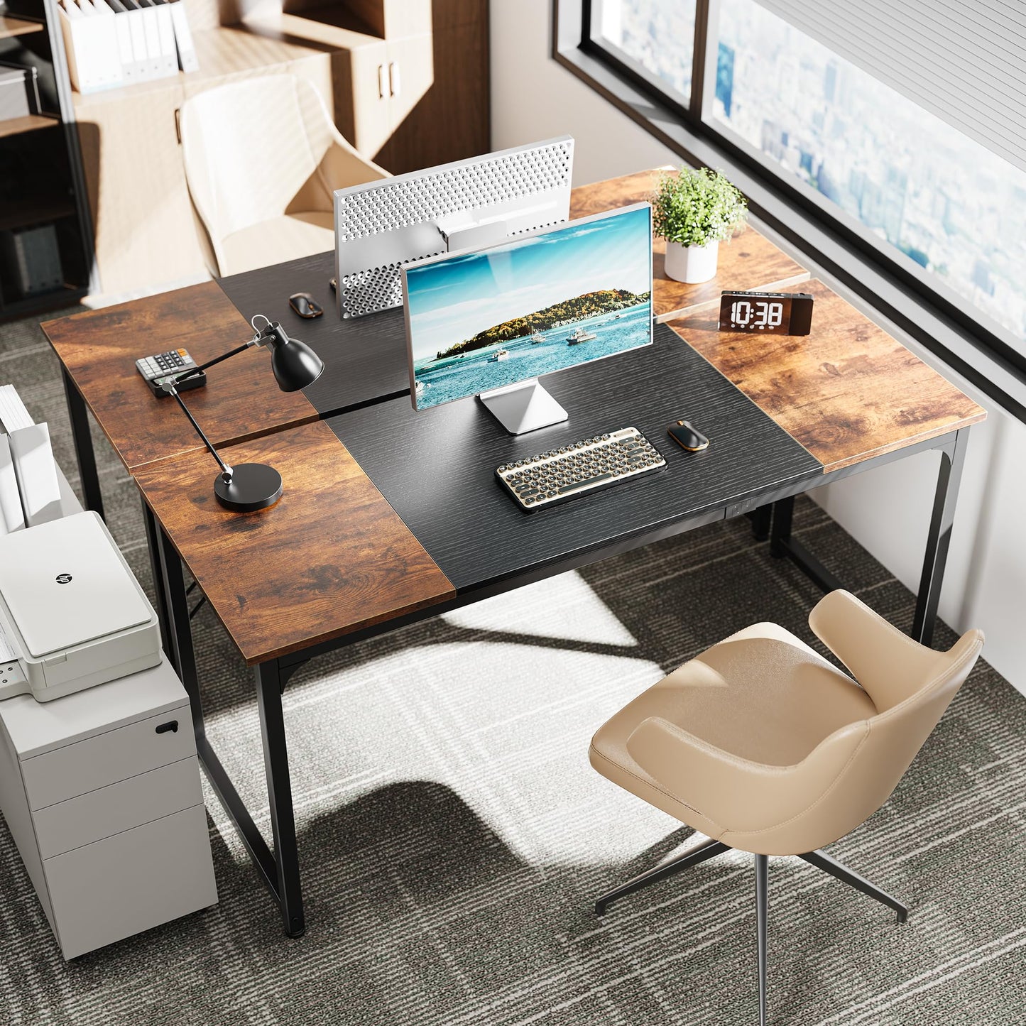 Brown And Back - 63 Inch Huuger Computer Desk