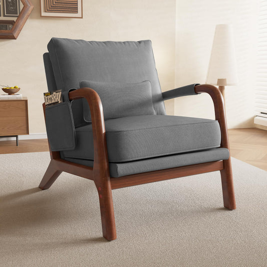 Upholstered Lounge Arm Chair with Solid Wood Frame