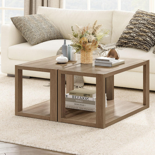 Reclaimed Caramel  Farmhouse Wood Nesting Coffee Tables Set