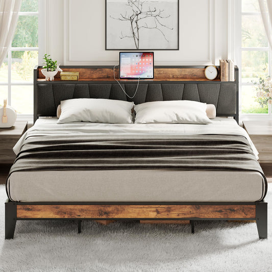 King Size Bed Frame with Charging Station