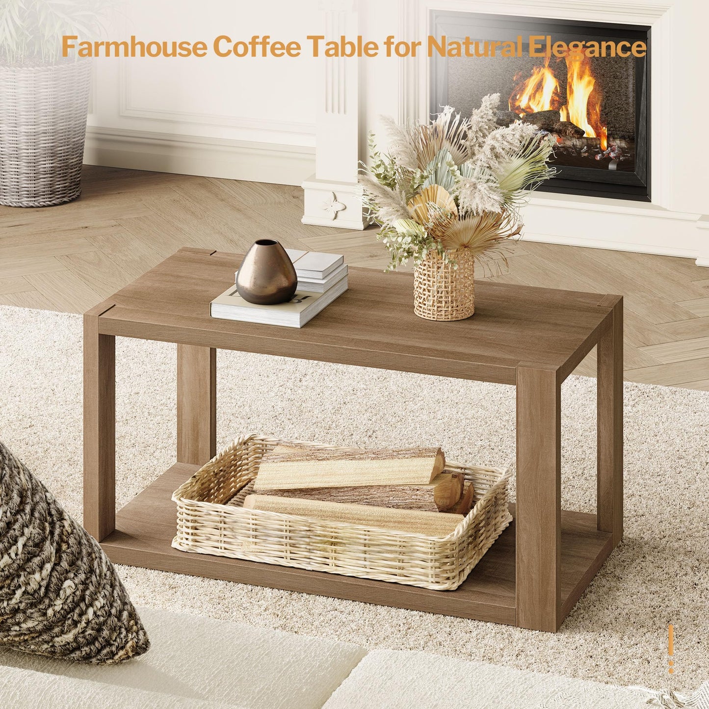 Reclaimed Caramel  Farmhouse Wood Nesting Coffee Tables Set
