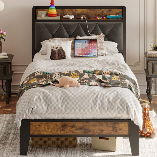 Storage Headboard with Outlets