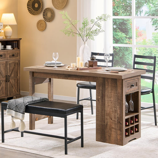 Light Brown Gorgeous Farmhouse Dining Table Set