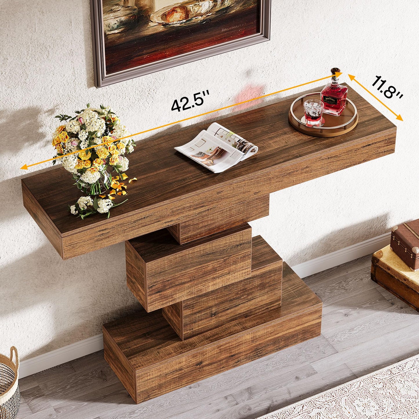42.5-Inch Narrow Wood Sofa Table